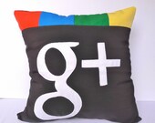 Geek pillow /cushion COVER - Google plus, 16x16 inches, black white red blue green yellow