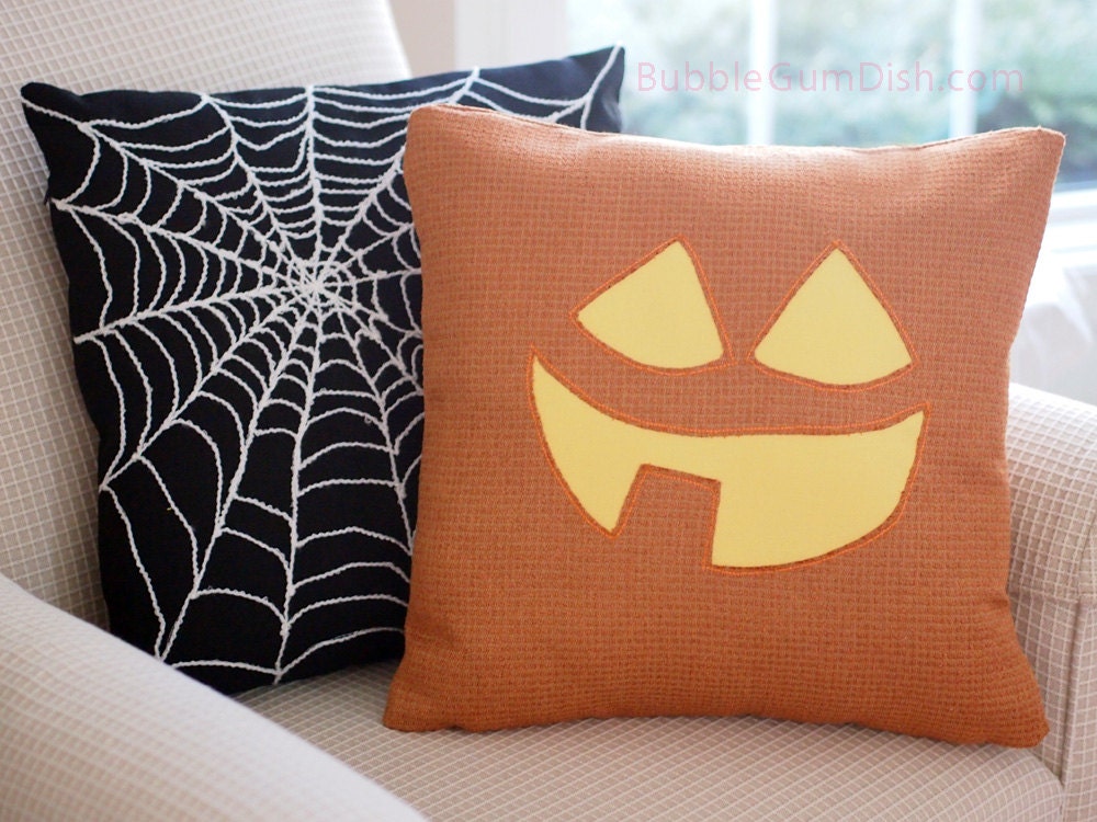 Jack o Lantern Pumpkin Pillow Cover TABITHA Cute Halloween Decor 18 x 18