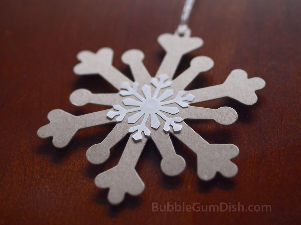 Snowflake Holiday Ornament Hang Tags Gift Tags Set of 6 Large Recycled Chipboard