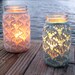 Set of 2 QUART Size Mason Jar Lace Vase Lantern