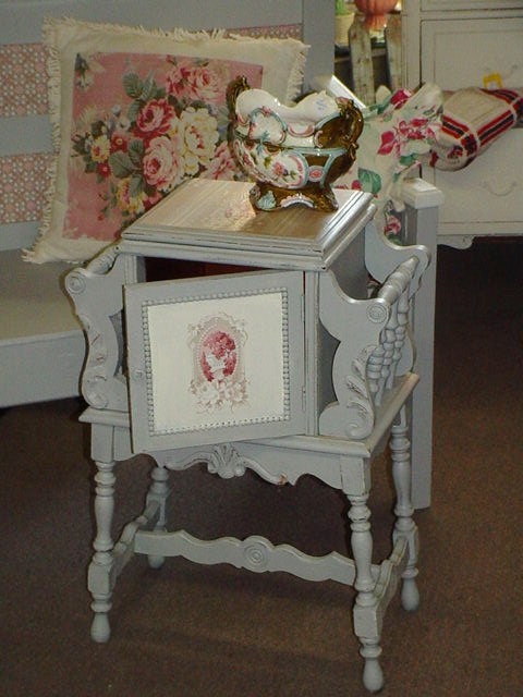 SALE Vintage Humidor Copper Lined Repainted Paris Gray Vintage Toile Wallpaper Collection Chic Furniture