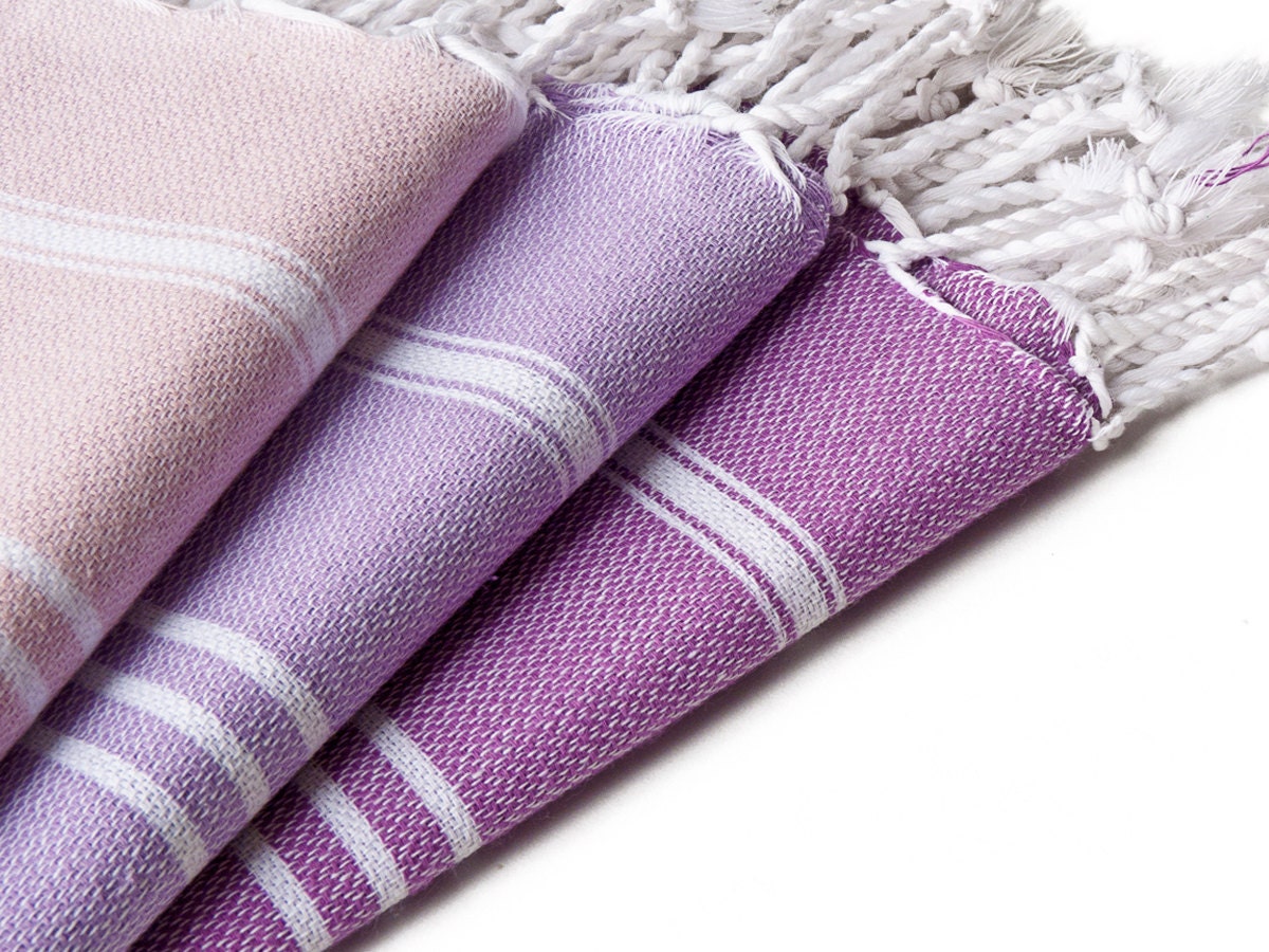 Set of 3 - Tea Towel Pestemal, All Purples - Orientina