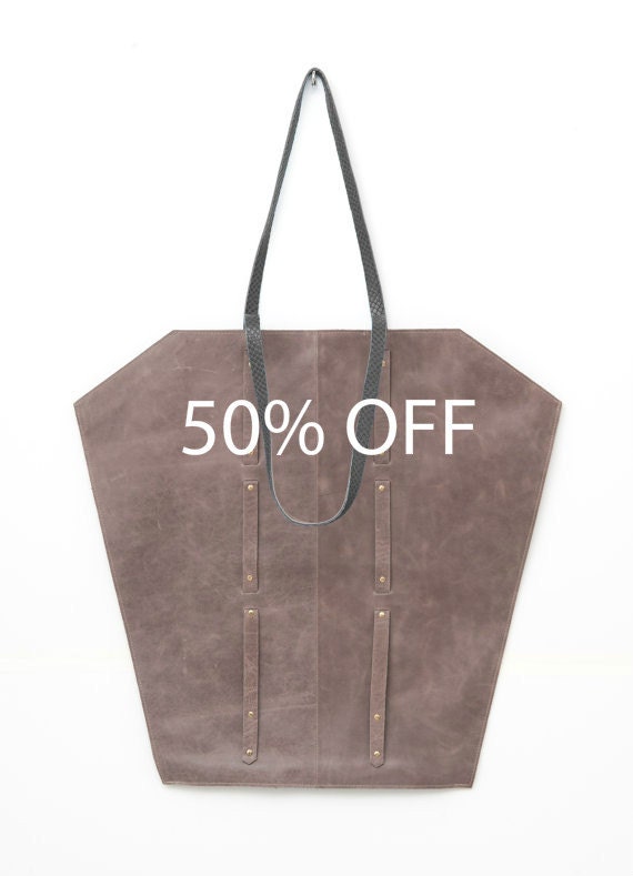 SALE 50% off- shopping bag - leather tote