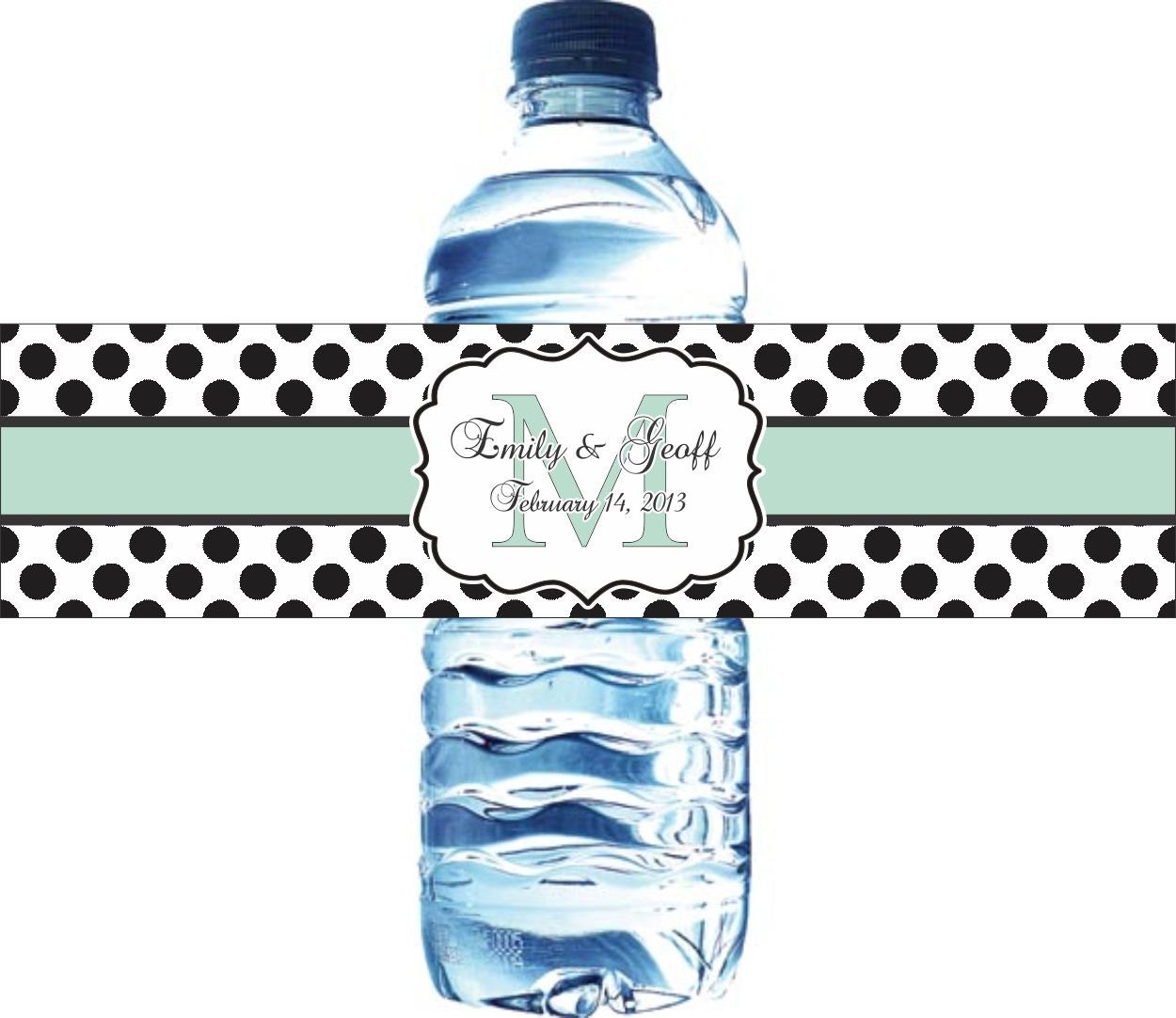 Waterproof Water Bottle Labels - 100 Mint and Black Printed labels - Any colors available Il_170x135