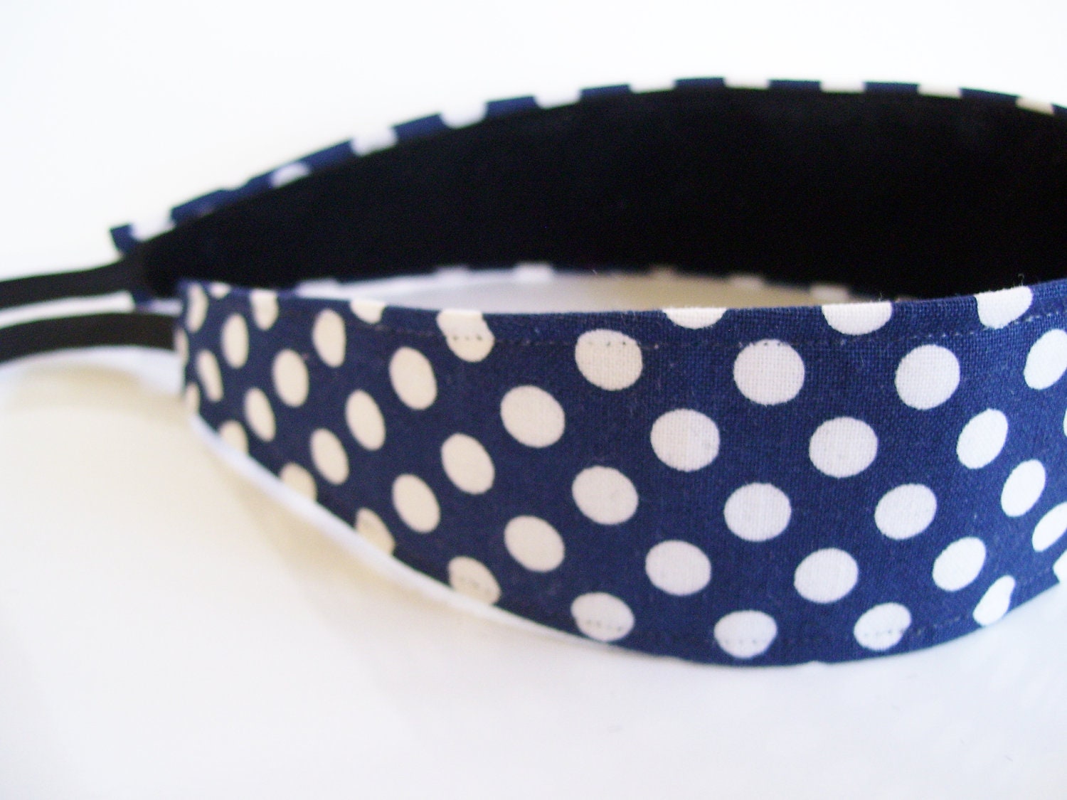 Navy Polka Dot Fabric No Slip Headband