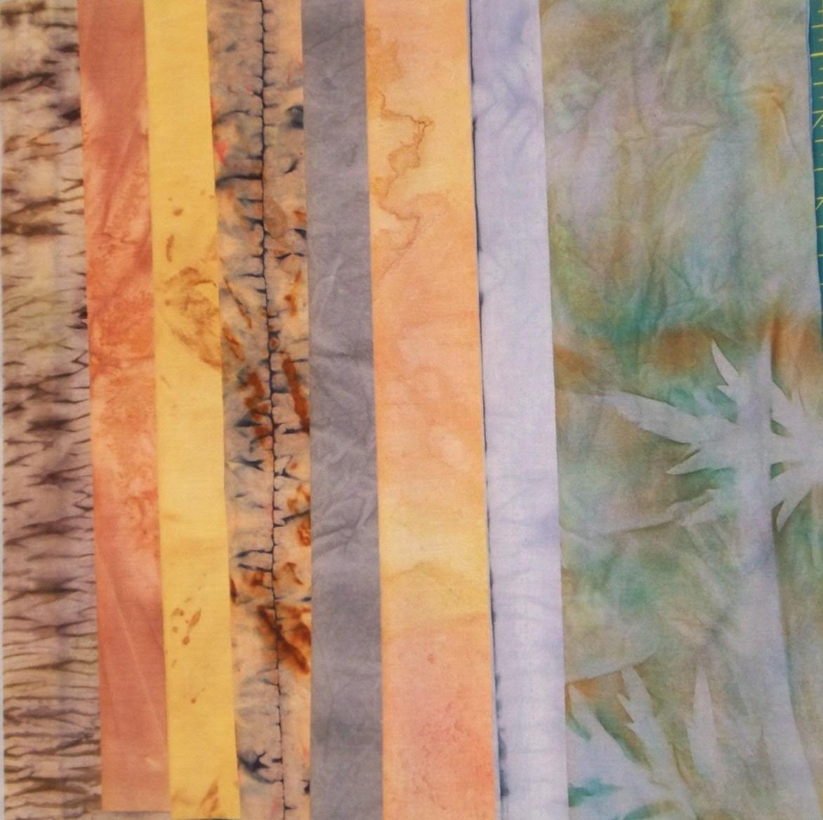 hand dyed fabric 8 pack of fat eighths various textures Art Cloth