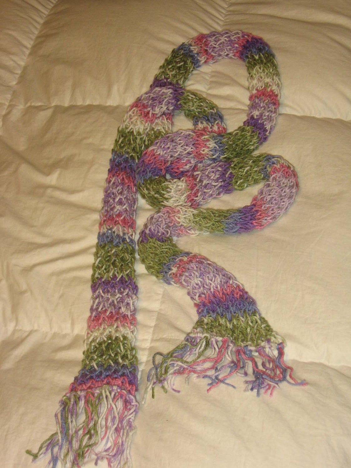 Super Long Skinny Pastel Knit Scarf