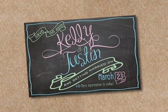 Buy evite announcements - Save the date wedding announcement (chalk board) You print