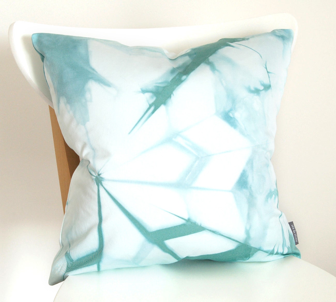 Organic Cotton Shibori Pillow Cover 18x18 inches - Sea Glass