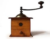 RARE PEUGEOT 1900 Antique mechanical  Wood and Brass french coffee grinder SHABBY chic
