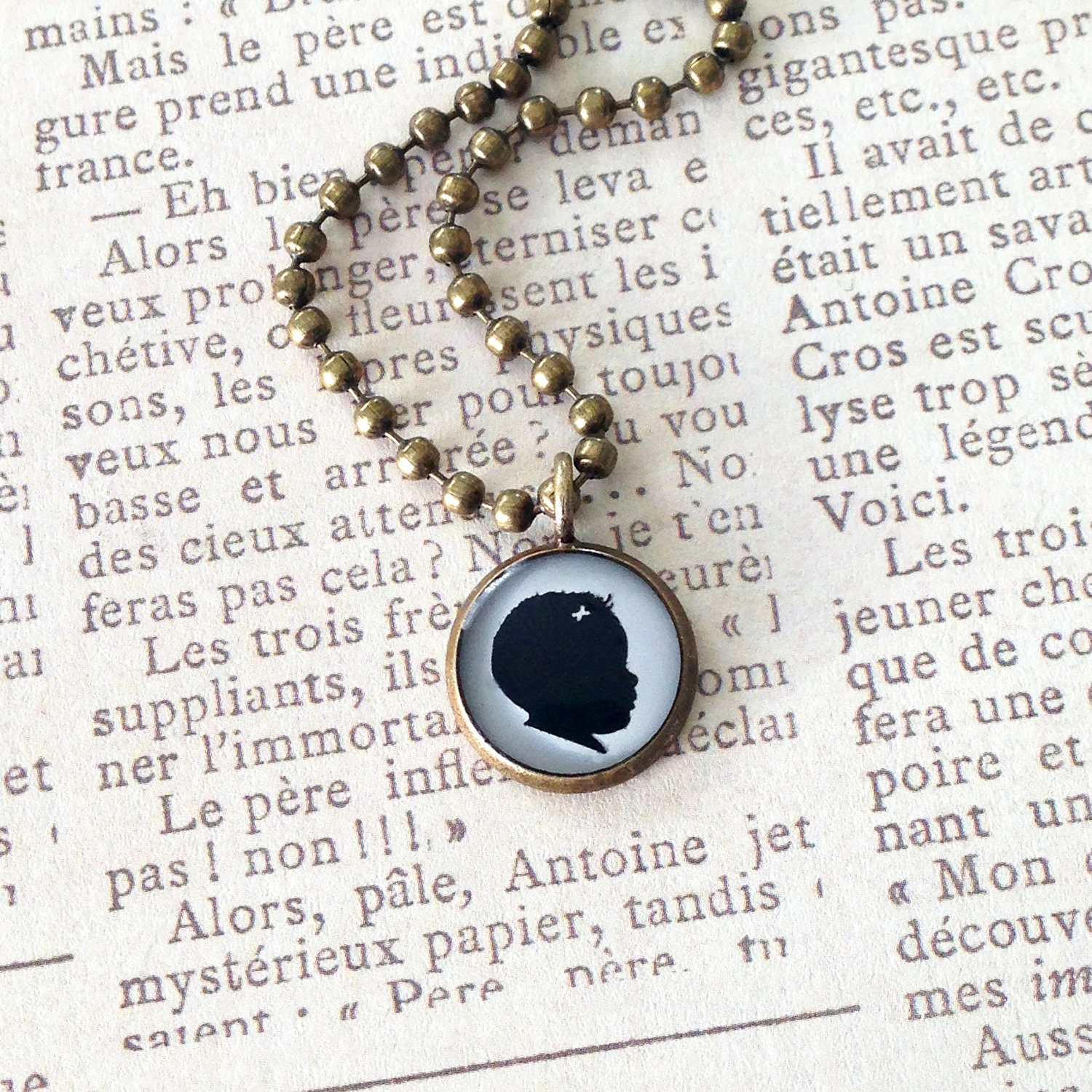 3 Small Brass Custom Silhouette Pendant Necklace