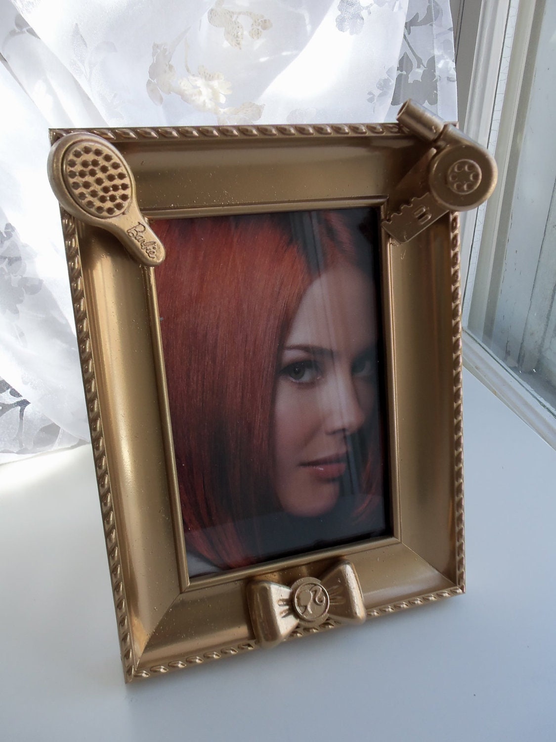 gold hairstylist Barbie picture frame