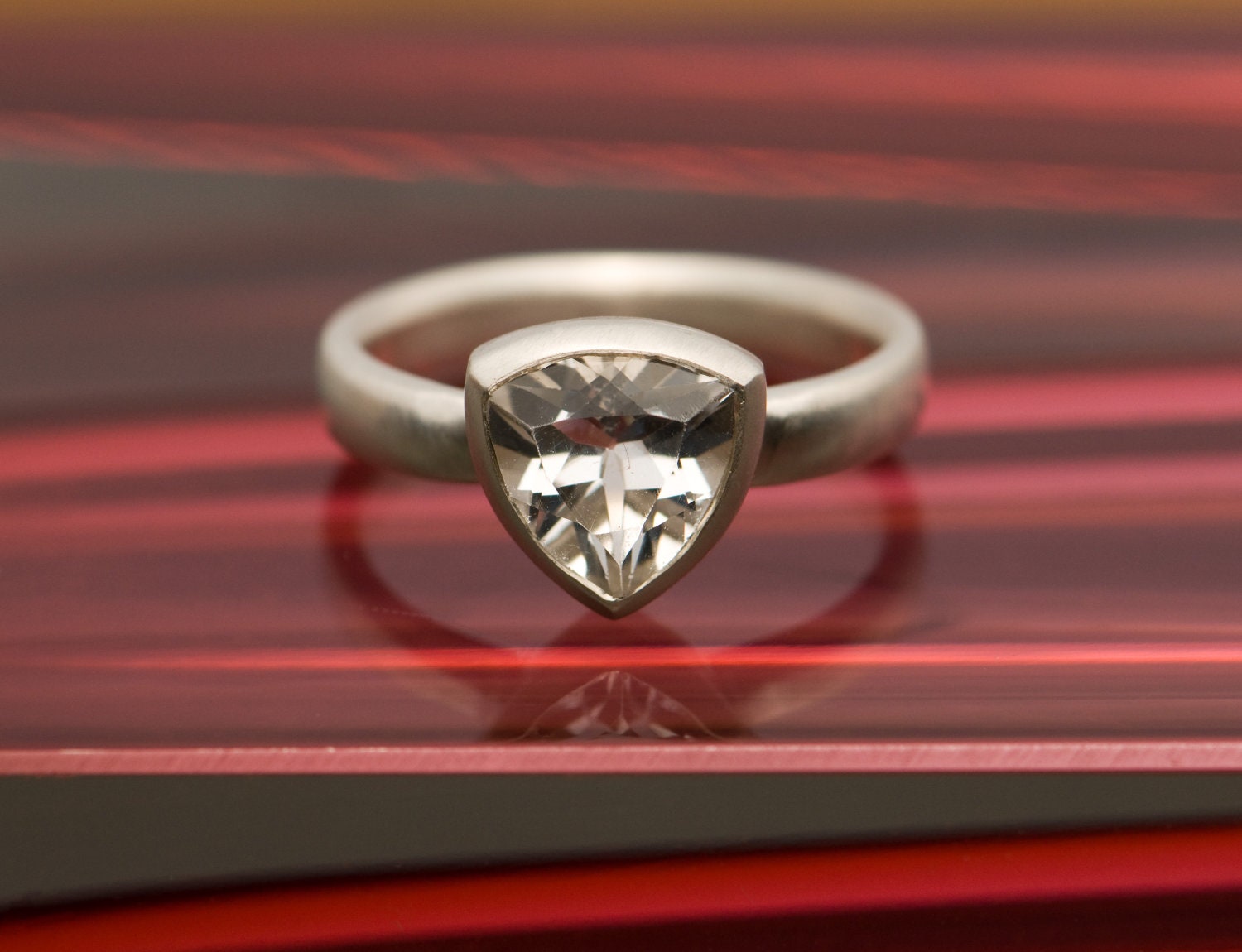 White Topaz ring - Trillion White Topaz Ring - Made to Order