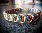 Orange, Blue and White Fishbone-Knot Natural Hemp Bracelet