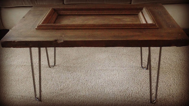 Antique Door Coffee Table with Hairpin Legs
