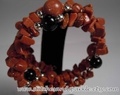 Goldstone and Onyx Beaded Memory Bracelet