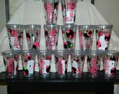Set of 15 Personalized Cups, 16oz double wall tumblers, for the bridesmaids, bachelorette party,