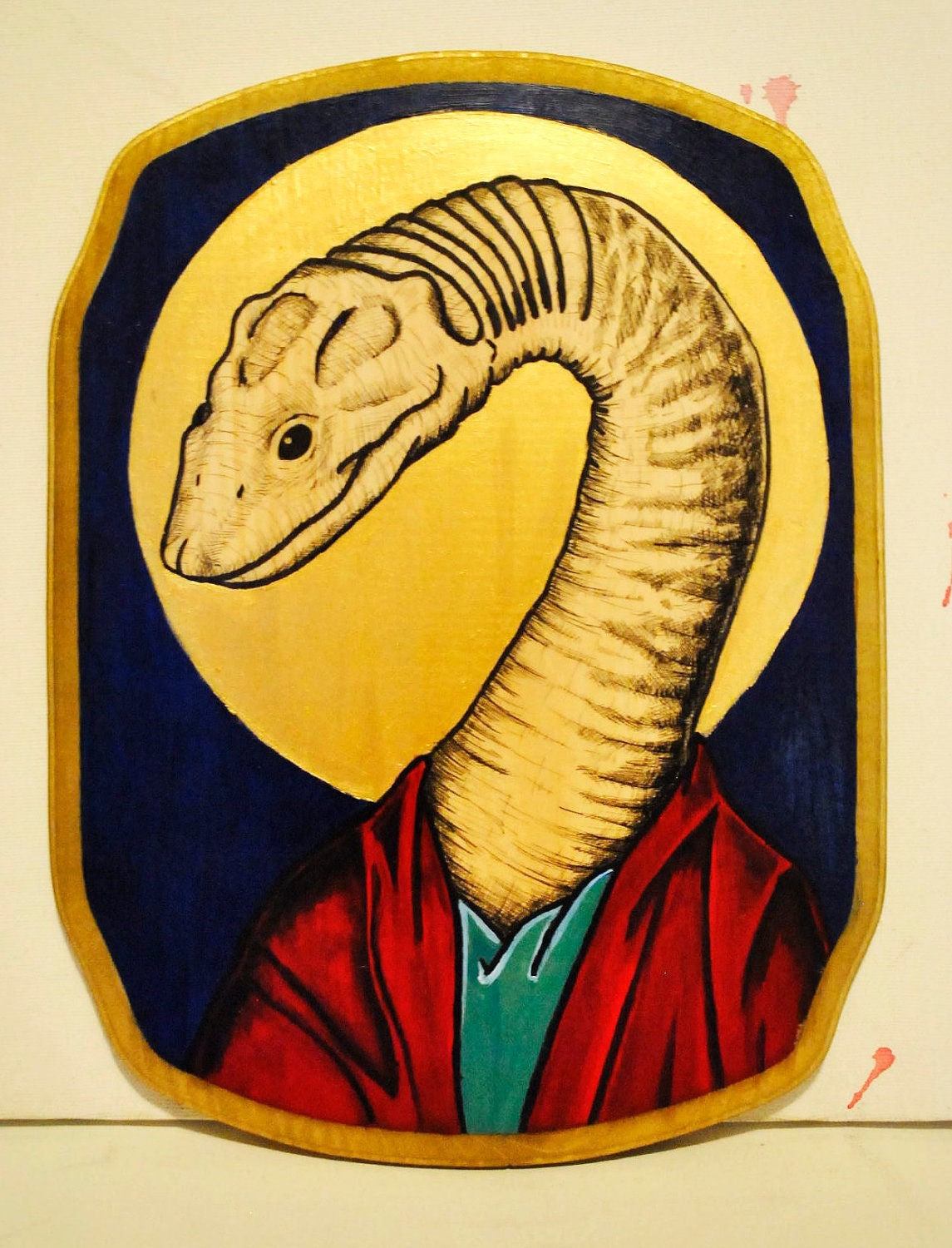 Plesiosaur Icon- Wood panel