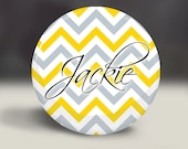 Personalized Gift - Chevron Stripe Pocket Mirror  - Stocking Stuffer, Party Favor, Compact Mirror