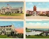 Oklahoma City Vintage Postcards Lot of 4 Capitol, University, Governors Mansion, Dam