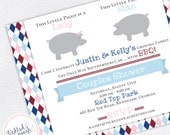 Twin Piggy BBQ Baby Shower Invitation - Custom Baby Shower Invite Il_170x135
