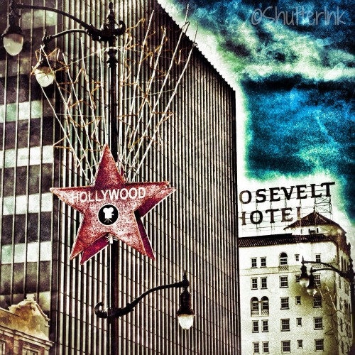 Hollywood Blvd . Los Angeles Hollywood California Print Colorful Surreal Wall Art Photograph. 8x8