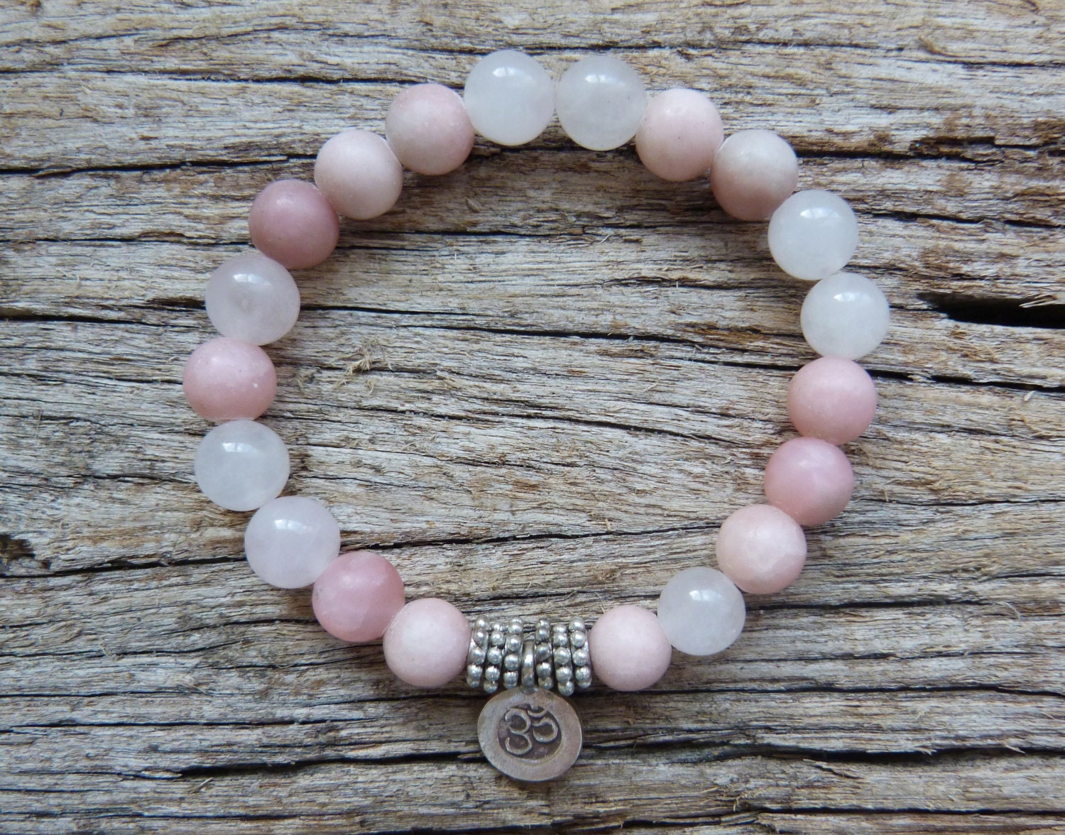 beachcomber heart healing yoga bracelet sterling silver charm peruvian pink opal rose quartz crystal healing