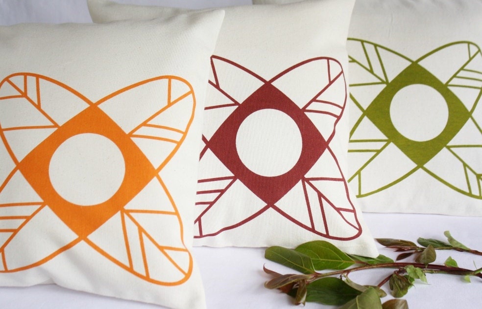 Decorative PILLOWS 50cm x 50 cm handprinted -  Minimalist design flower pillow cover