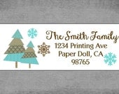 Christmas Return Address Labels, Christmas Stickers- Christmas Trees Snowflakes - Set of 90