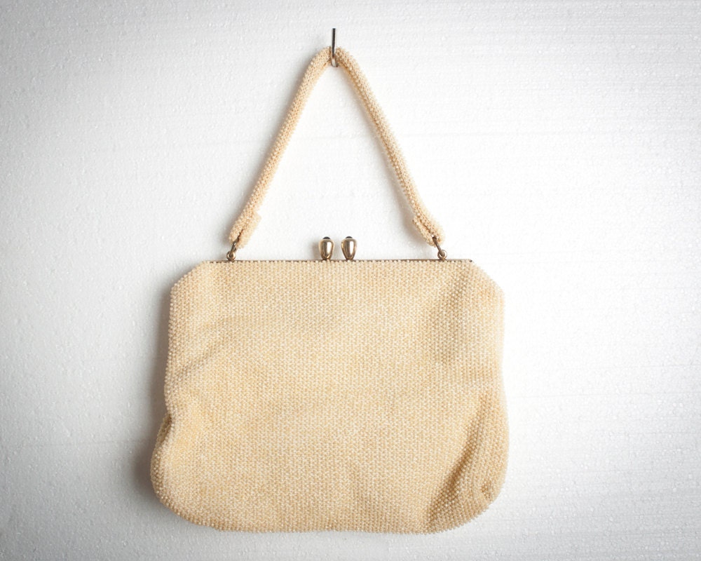 1950s LUMURED ivory beaded beaded purse