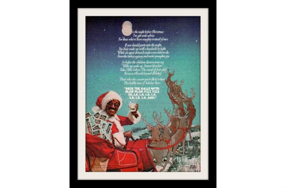 SAMMY DAVIS Santa & Reindeer Photo Art Ad, "Deck the Halls" Vintage Advertising Decor Wall Print