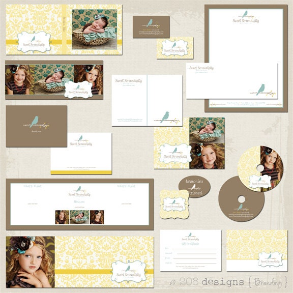 INSTANT DOWNLOAD - Premade Photography Business Marketing and Branding psd Deluxe Template and Contract Kit - Sweet Serendipity Collection