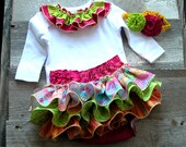 Ruffle Bloomers A Ruffle Diaper Cover Set in Orange, Yellow, Pinks & Greens Cute Birthday Baby Bloomers Toddlers Ruffled Bloomers 6021 NL P8