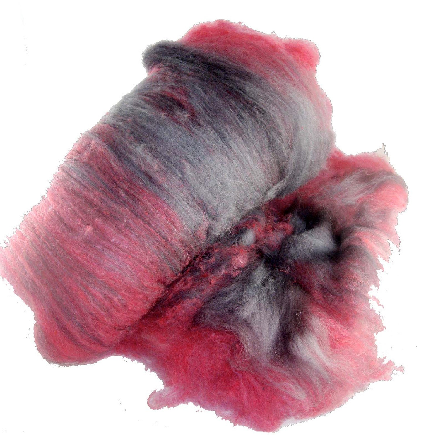 carded wool art batt for spinning or felting pink gray 4.33 oz
