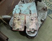 Alice in Wonderland earrings Arthur Rackham mixed media jewelry metal paper Sarah Wood