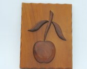 Vintage Wall Decor, Wooden Apple on Wood 3D Danish Modern Home Decoration Wall Hanging