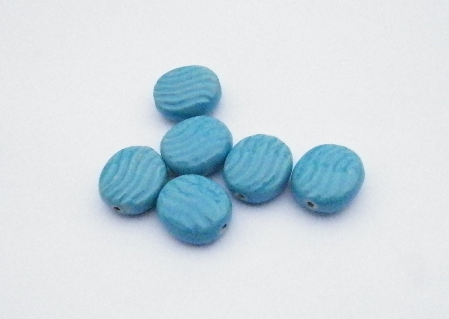 Aqua Blue Porcelain Beads, set of 6