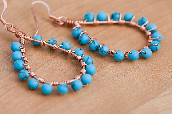 Copper & Turquoise Beaded Earrings