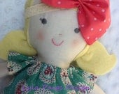 Custom Made Ruby Cloth Doll- Rag Doll -  Child Friendly- - dolly dress  15inch handmade softie baby girl