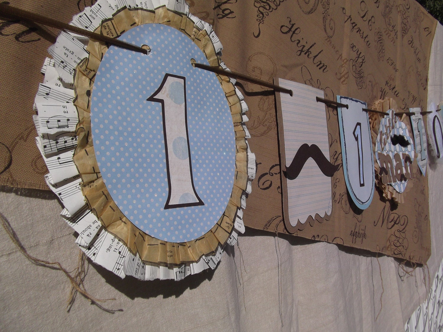 Little Man 1st Birthday Vintage Mustache Banner