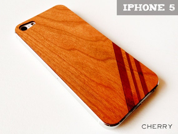 Diagonal Bands Etched on Real Wood iPhone 5 Skin
