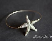 Large Starfish  Silver Bangle Bracelet