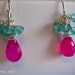 Aqua blue apatite & Hot Pink Chalcedony Earrings, spring