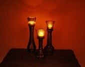 Candle Holders  Set of 3 Upcycled Milk Glass Vases - Shabby Chic - Wedding, Bridal Shower, Party Decoration