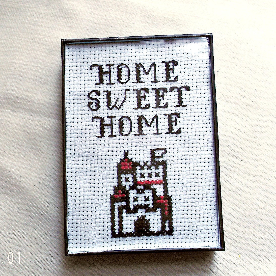 Super Mario Castle Home Sweet Home Framed Cross Stitch Magnet