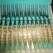 LITTLE FORK 12 stainless steel relish and Hor's D'oeuvre forks - in Original BOX Japan Vintage Elegant Wedding Party Holiday