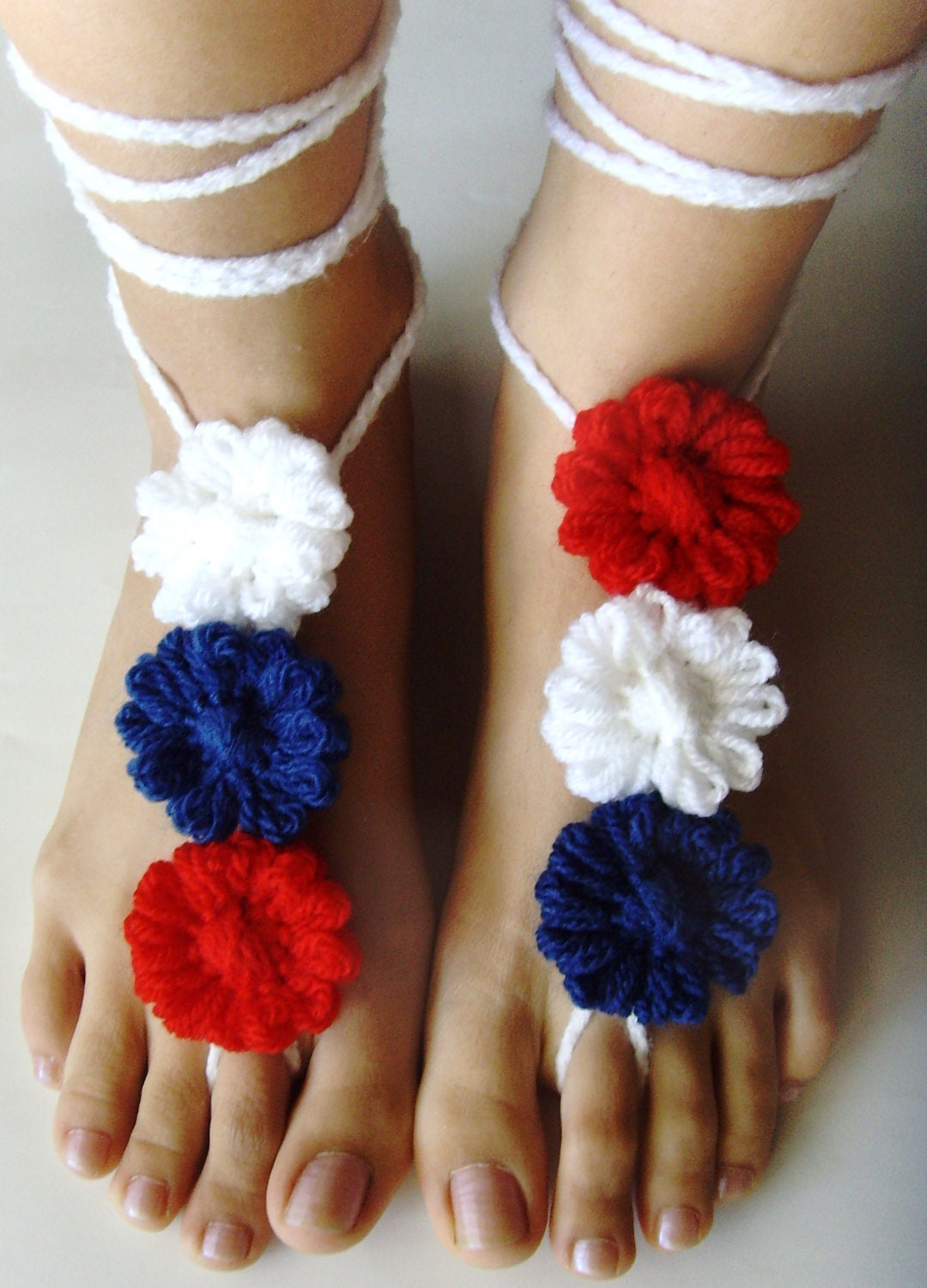BAREFOOT SANDALS, Crochet Flowers, Chic Nude Summer Shoes, Foot Jewelry, Hippie Sandals Beach Wedding