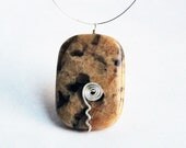 Sale - Agate pendant - natural stone - spiral necklace - brown agate necklace - coffee pendant - agate stone - rectangular stone