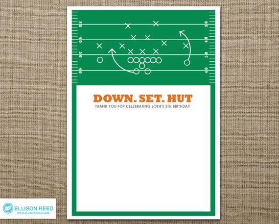 Football Thank You Note - SPORTS BIRTHDAY - Football Birthday Party - Football Party - Printable Party - Invitation - Stationery Il_570xn