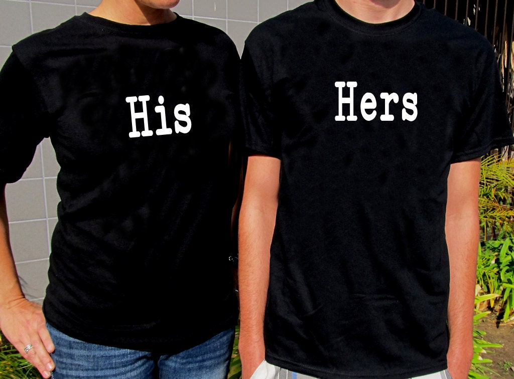 His and Hers Bride and Groom T-Shirts - His and Hers T-Shirts - Typewriter Font Wedding T-Shirts